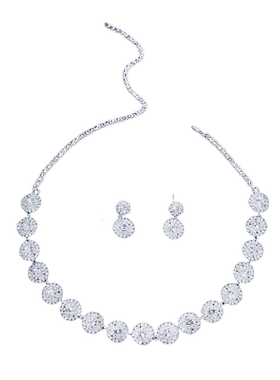 多彩圆形项链耳环套装宴会锁骨链