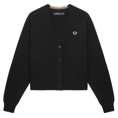 FRED PERRY女士休闲针织衫2025冬季新款V领开衫麦穗刺绣长袖K1120