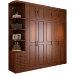 新中式实木衣柜 主卧室家用顶柜整体收纳家具 橡木柜子原木大衣橱