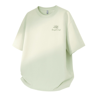 真维斯纯棉t恤男短袖绿色圆领正肩上衣男款青少年简约半袖男士L