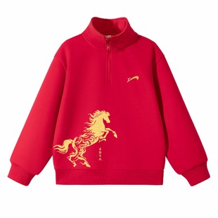 贵人鸟童装儿童红色卫衣2026新款男童本命年上衣男孩春季马年衣服