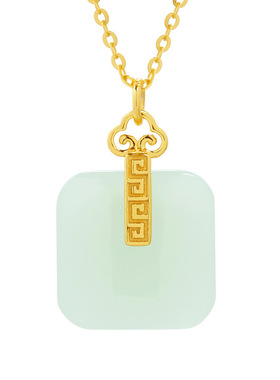 S925银如意吉祥天然和田玉项链