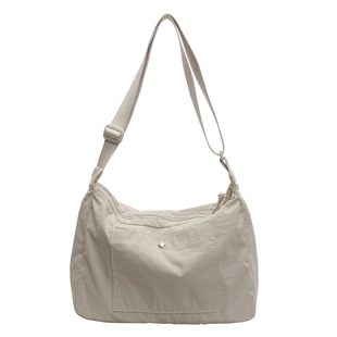 超轻便耐磨帆布斜挎包女休闲百搭户外旅游单肩包大容量纯色通勤包