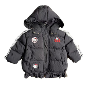 女童超好看加绒羽绒棉服冬装外套2025新款洋气女宝宝儿童黑色棉袄