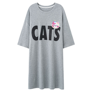猫人纯棉女士睡裙夏季薄款2026新款甜美短袖连衣裙睡衣家居服套装