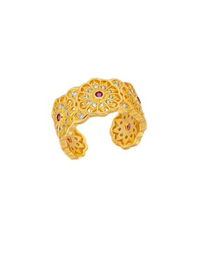 宫廷鎏金~红钻戒指女小众设计开口尾戒素圈戒指女轻奢高级感指环