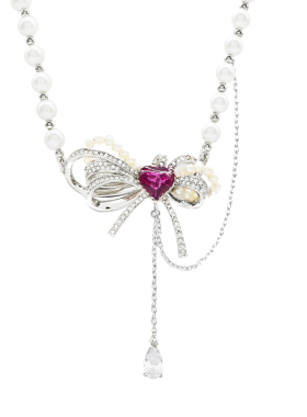 SAHI立体心形项链蝴蝶结