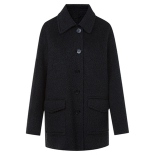 朗姿羊毛翻领挺阔时尚毛呢外套优雅百搭呢子大衣女2025年冬季新款