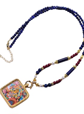 小红书爆款青金石唐卡锁骨链