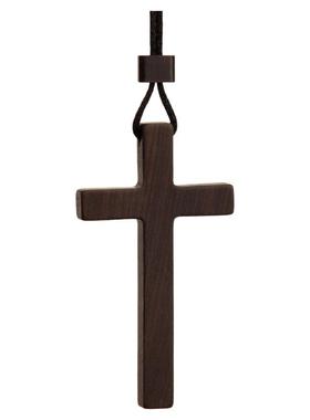 十字架毛衣链吊坠紫光檀乌木男女