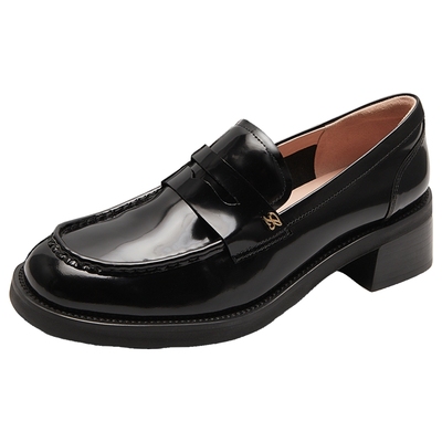 莱尔斯丹英伦复古中跟乐福女鞋