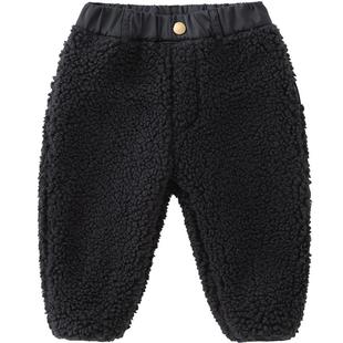 JUZI STORE童装冬季仿羊羔绒军事风格下装加厚长裤男女童1940006