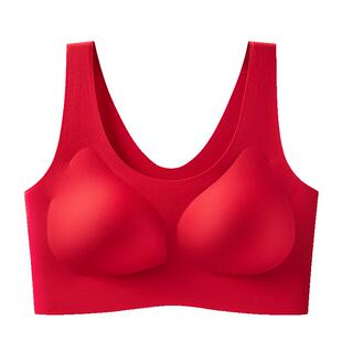 本命年红色内衣内裤女一套装送礼盒固定杯防下垂美背背心式文胸罩