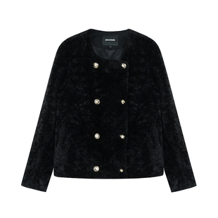 pusumede 轻雅风韵 高级感环保仿皮草女蓬松软糯双排扣毛毛外套