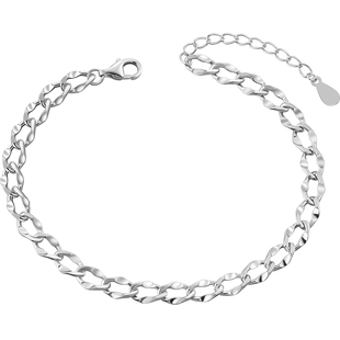 老银匠s925银手链男士高级感简单大方设计感扭纹链条纯银手链腕饰