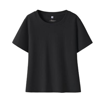 班尼路黑色紧身短袖t恤女2025新款夏休闲百搭小个子穿搭圆领上衣Q