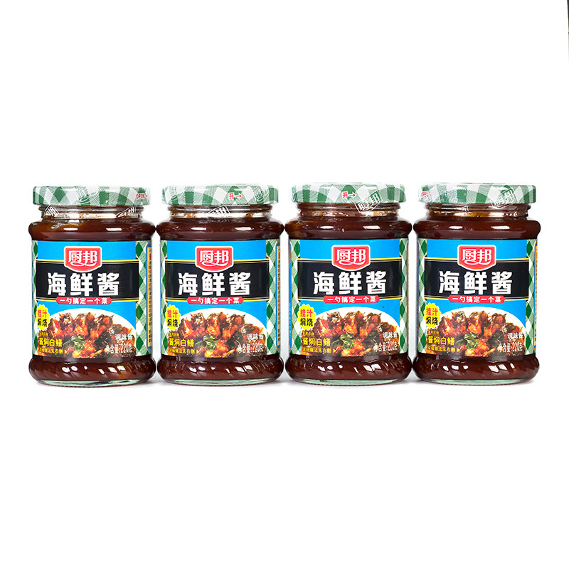 厨邦海鲜酱220g*4瓶组合装脆皮年糕蘸酱拌面烧烤美味酱香饼调味酱