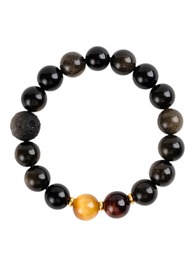 黑曜石虎眼石手链情侣七夕礼物