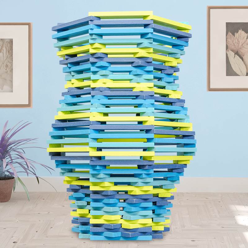 卡普乐积木建筑彩色建筑条积木堆早教木片搭益智模型搭建房子拼装