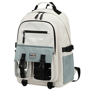 爱迪生减负护脊大容量中学生初中生书包女高中女生撞色双肩背包男