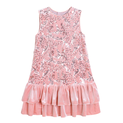 NORNOR女童亮片丝绒背心连衣裙