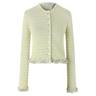 【搬针立体绞花边】IIIVIVINIKO春季新款复古气质圆领针织开衫女