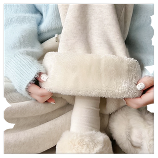 超厚羊羔绒卫裤女加绒阔腿裤2025秋冬季东北棉裤外穿保暖裤子加长