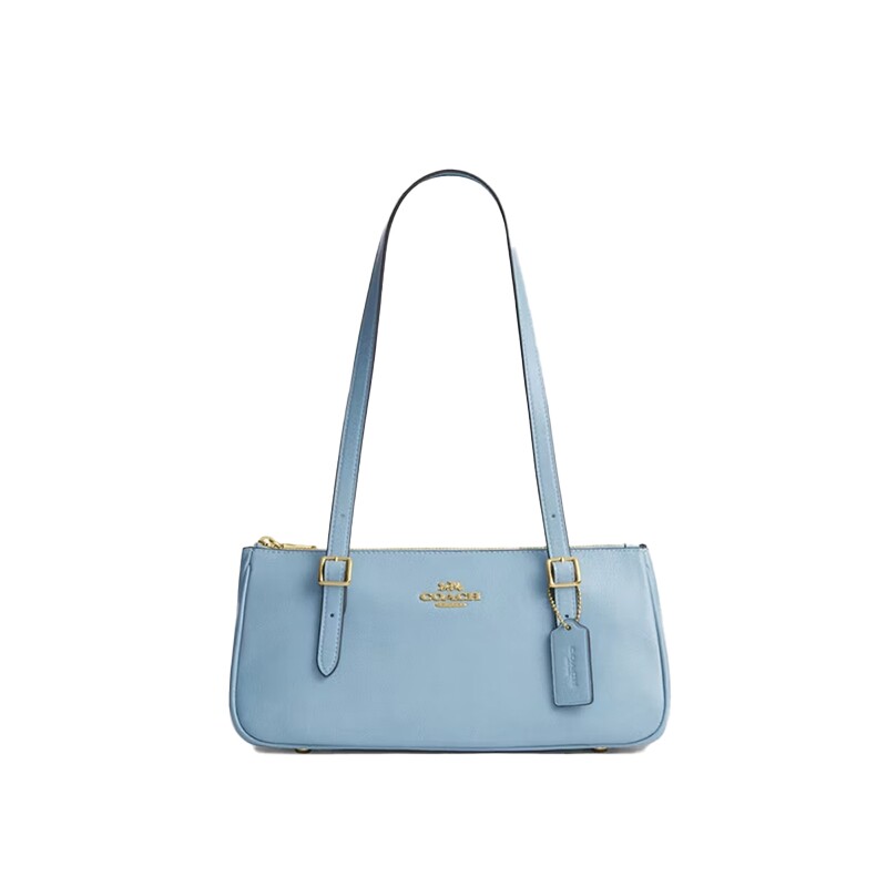 COACH/蔻驰官方 奥莱款女士纯色皮质单肩斜挎手提包法棍包CBJ05