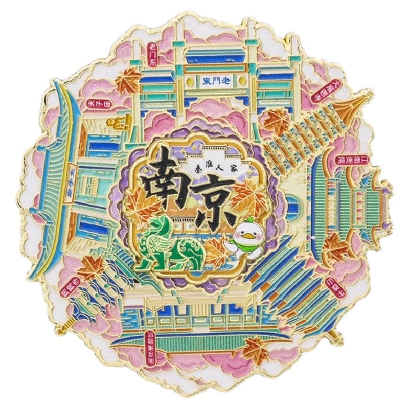 南京文创旋转双层金属冰箱贴苏州上海馆北京故宫博物院旅游纪念品