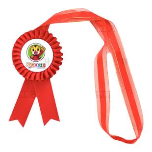 马口铁徽章定制 手工丝带胸花挂脖绳 优秀员工表彰小红花颁奖包邮