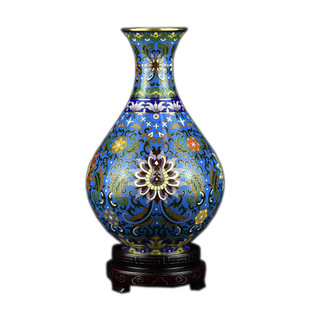北京故宫颐和园景泰蓝花瓶张向东10寸玉壶春纯铜工艺掐丝珐琅礼品