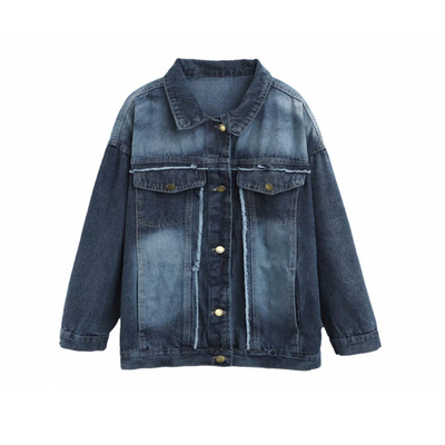 美式复古深蓝色牛仔外套女百搭