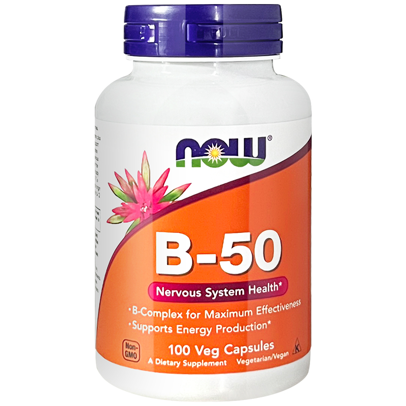 美国进口维生素b50诺奥NOW复合维生素b族vb2/b6/b12成人100粒胶囊