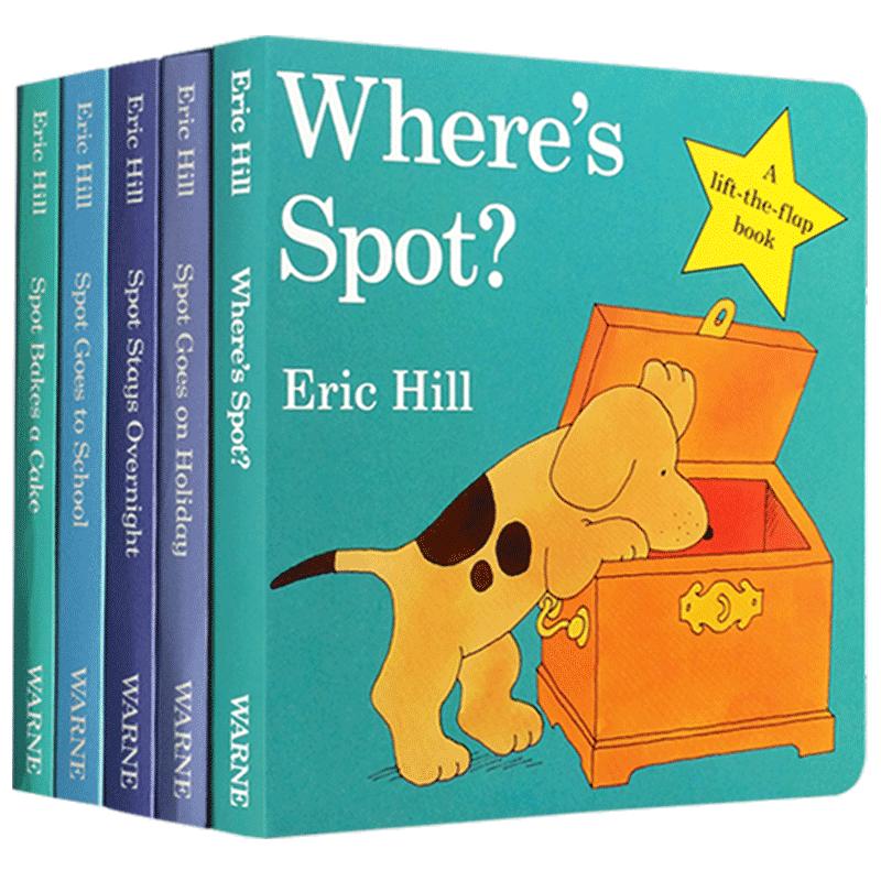 送音频小玻在哪里翻翻纸板书5册where's  spot英文原版童书my first library进口绘本立体图书0-4岁宝宝可揭页躲猫猫游戏小波is