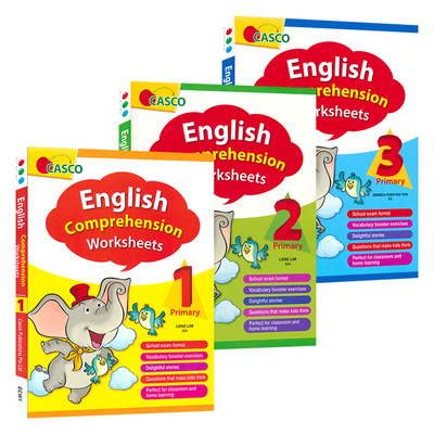 Casco English Comprehension Worksheets Primary 1-3 新加坡英语 英语阅读理解小学1-3年级英文原版进口图书