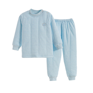 婴儿棉衣套装夹棉加厚秋冬款南极棉保暖中领纯棉宝宝睡衣儿童棉袄