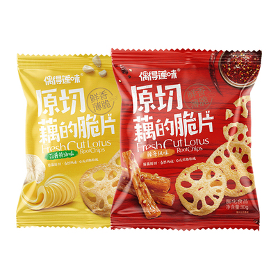 偶得莲味原切藕的脆片藕片蒜香味藕脆片办公室零食小吃非薯片
