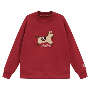 吕小虎ACTUP 马年限定款本命年红色加绒卫衣男冬季情侣新年上衣潮