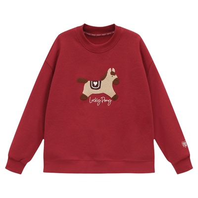 ACTUP马年本命年红色加绒卫衣