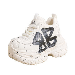 内增高10cm厚底老爹鞋女2025新款小个子秋冬季加绒休闲运动松糕鞋