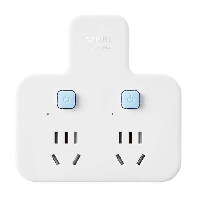 公牛插座拓展多孔多功能插座转换器电源转换插头一转二总控