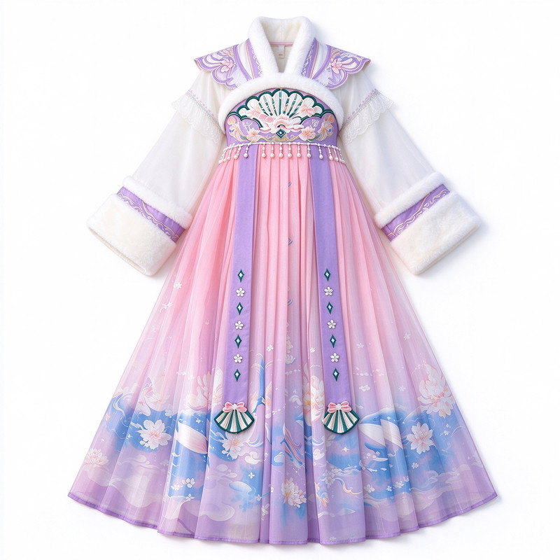 加绒加厚女童冬季汉服公主裙