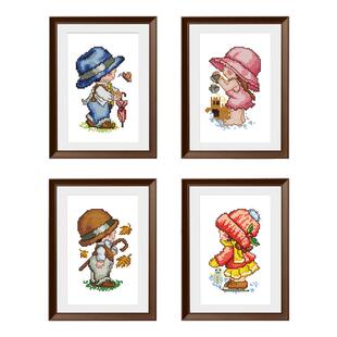 ks十字绣卡通小件初学简单绣卧室房间客厅学生儿童2025四季娃娃