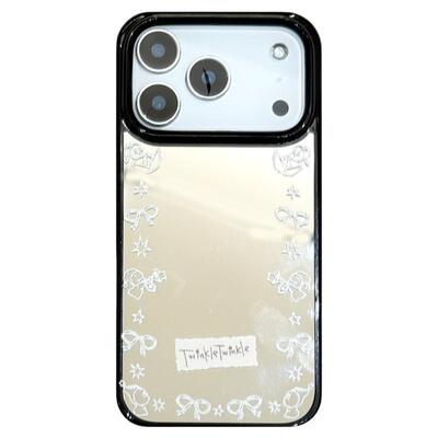 镜面线条星星人蝴蝶结苹果手机壳