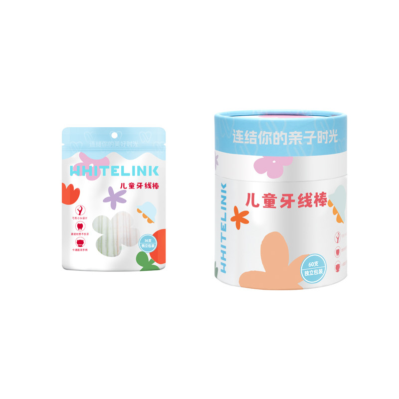 WhiteLink对白儿童牙线棒超细宝宝专用口腔清洁独立包装动物造型