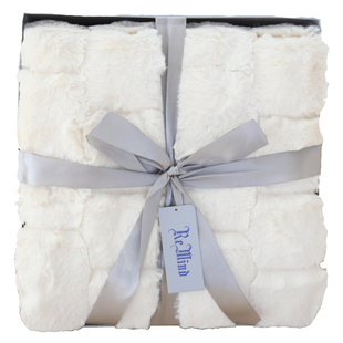 出口轻奢高端沙发毛毯白色飘窗毯子加厚双层仿兔毛搭毯礼盒装礼品