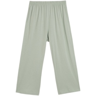 夏季睡裤女家居裤九分纯棉薄款宽松大码针织全棉可外穿居家空调裤