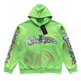 Hellstar Studios Zip Up Hoodie 拉链洗水纯棉连帽卫衣