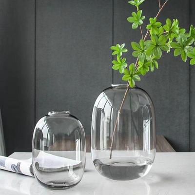 简约现代马醉木吊钟大花瓶大肚玻璃透明水养客厅插花摆件落地花器