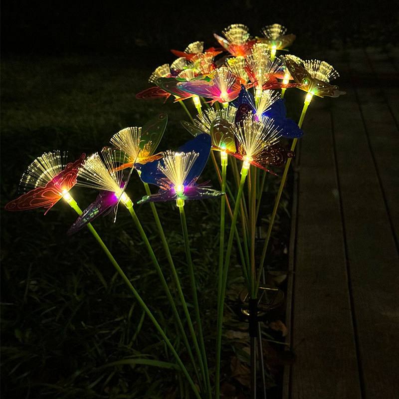 太阳能光纤蝴蝶庭院灯草坪灯户外花园景观别墅装饰灯灯露营地插